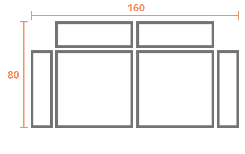Medidas 2 plazas para Sofá Entidades Modelo Tetris con brazo