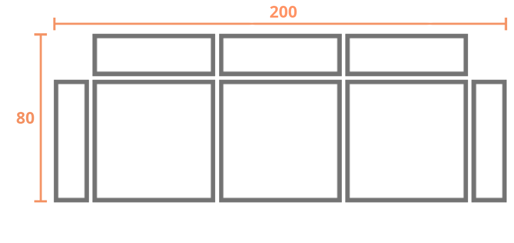 Medidas 3 plazas para Sofá Entidades Modelo Tetris con brazo