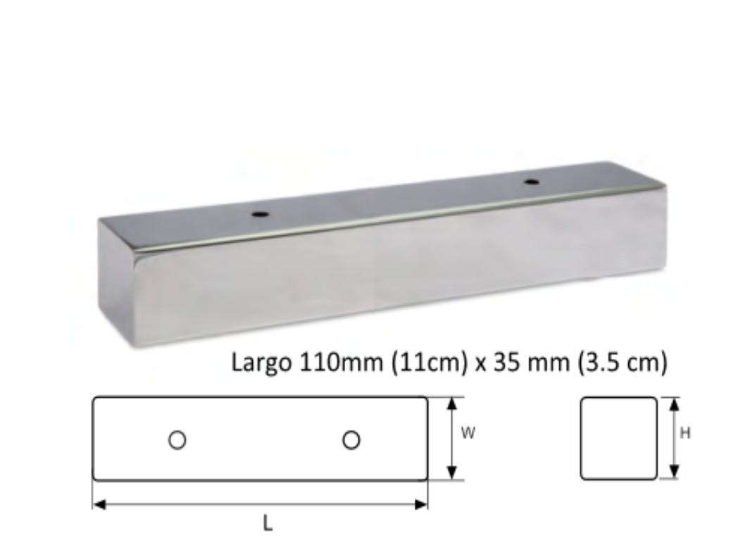 Miniatura del Pata para sofá - Rectangular Cuadrada cromada 11cm x 3.5cm | Sofá realizado a medida en nuestra Fábrica de Sofás Valencia