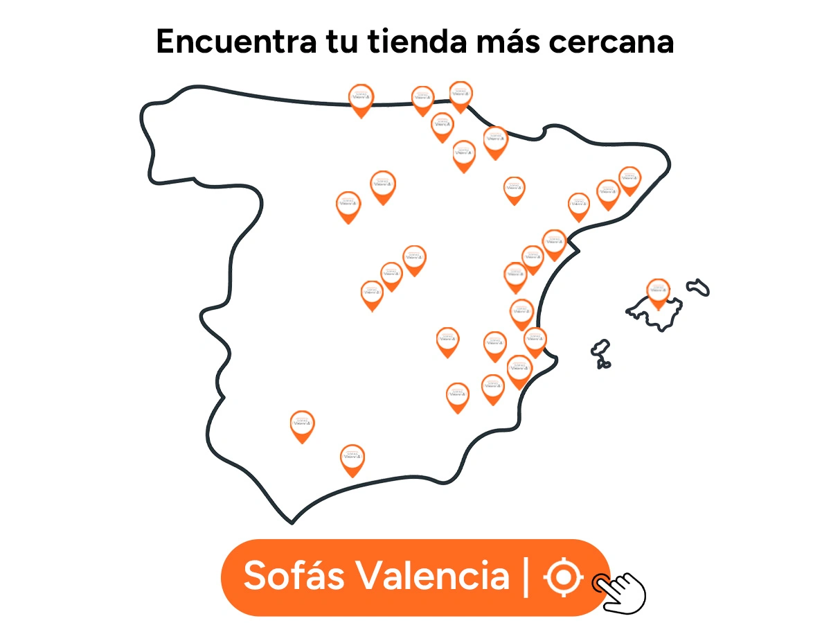 Mapa con las tiendas de Sofás Valencia en España